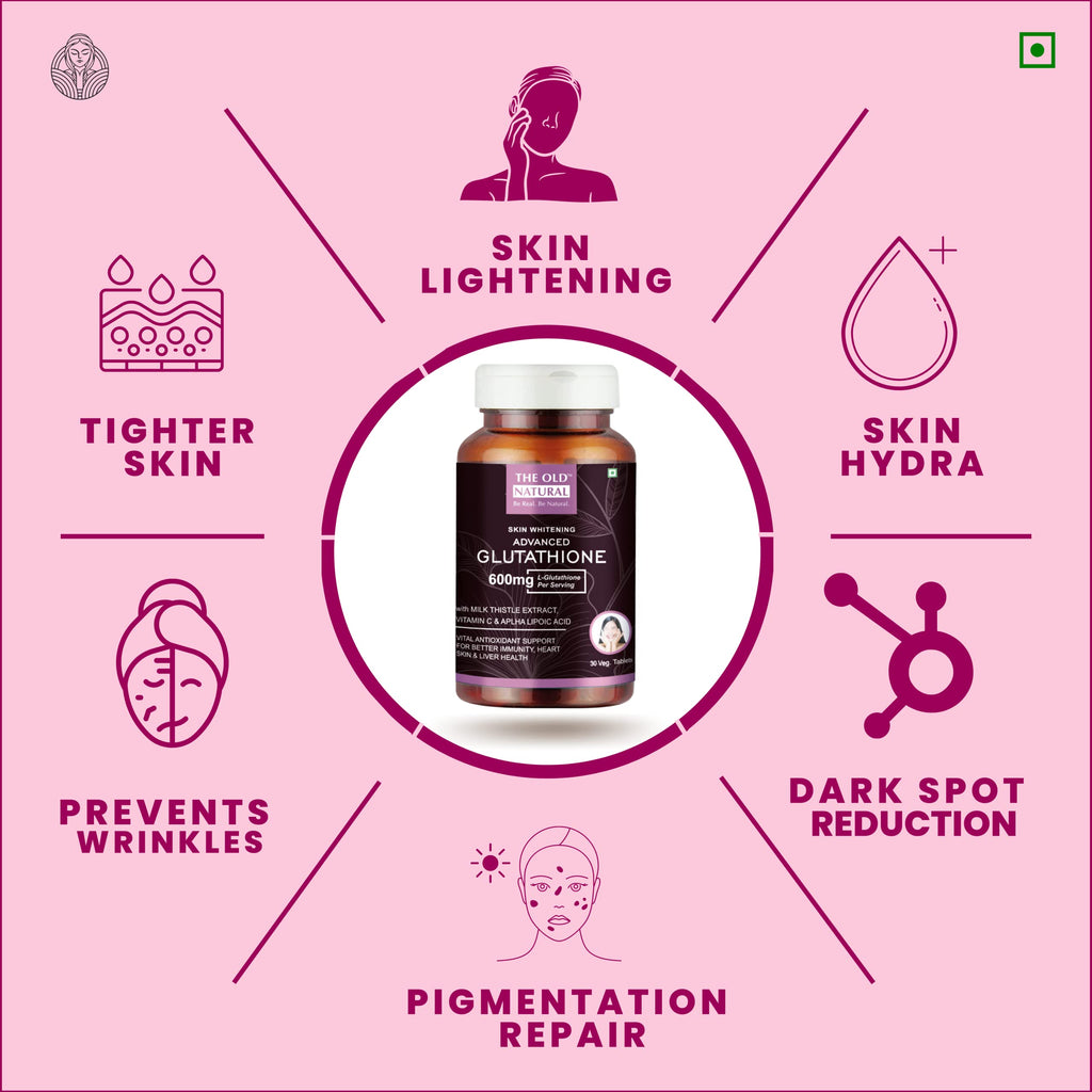 The Old Natural Glutathione 600mg – 30 Veg Tablets with Vitamin C & E, Biotin, Grape Seed & Alpha Lipoic Acid