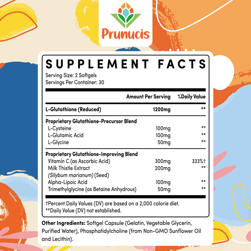 2400mg Liposomal Glutathione with Vitamin C, Milk Thistle & Alpha-Lipoic Acid | 60 Softgels