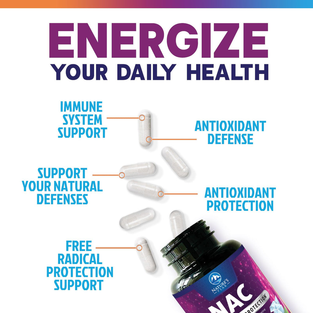 NAC 1200mg Supplement – Immune & Antioxidant Support | Liver & Lung Health – USA Made, 60 Caps