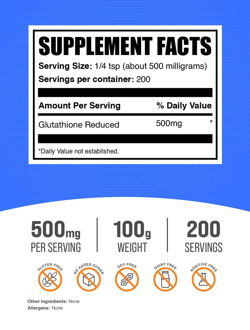 Glutathione Reduced Powder 500mg – Gluten Free | BulkSupplements