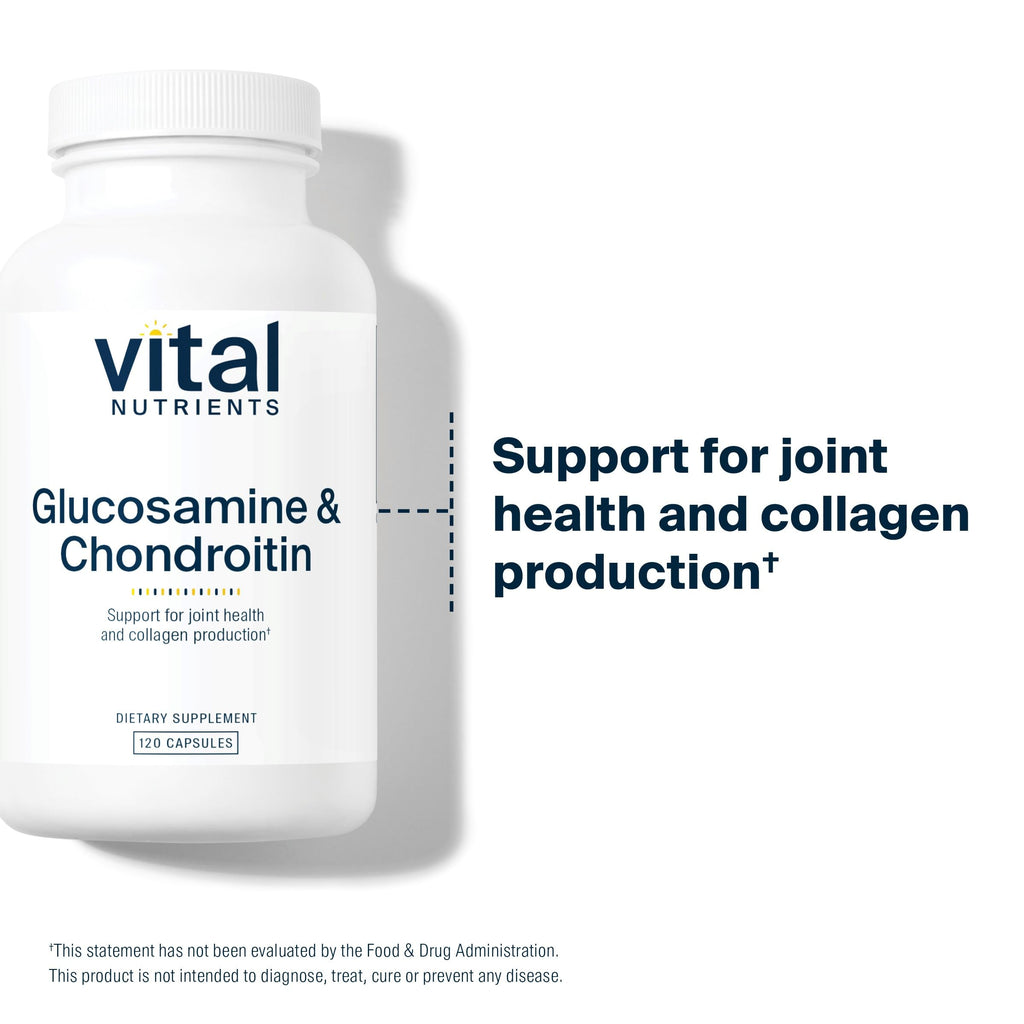 Vital Nutrients Glucosamine & Chondroitin – Joint Support, Cartilage Health, 120 Capsules | Gluten, Dairy, Soy Free | Non-GMO