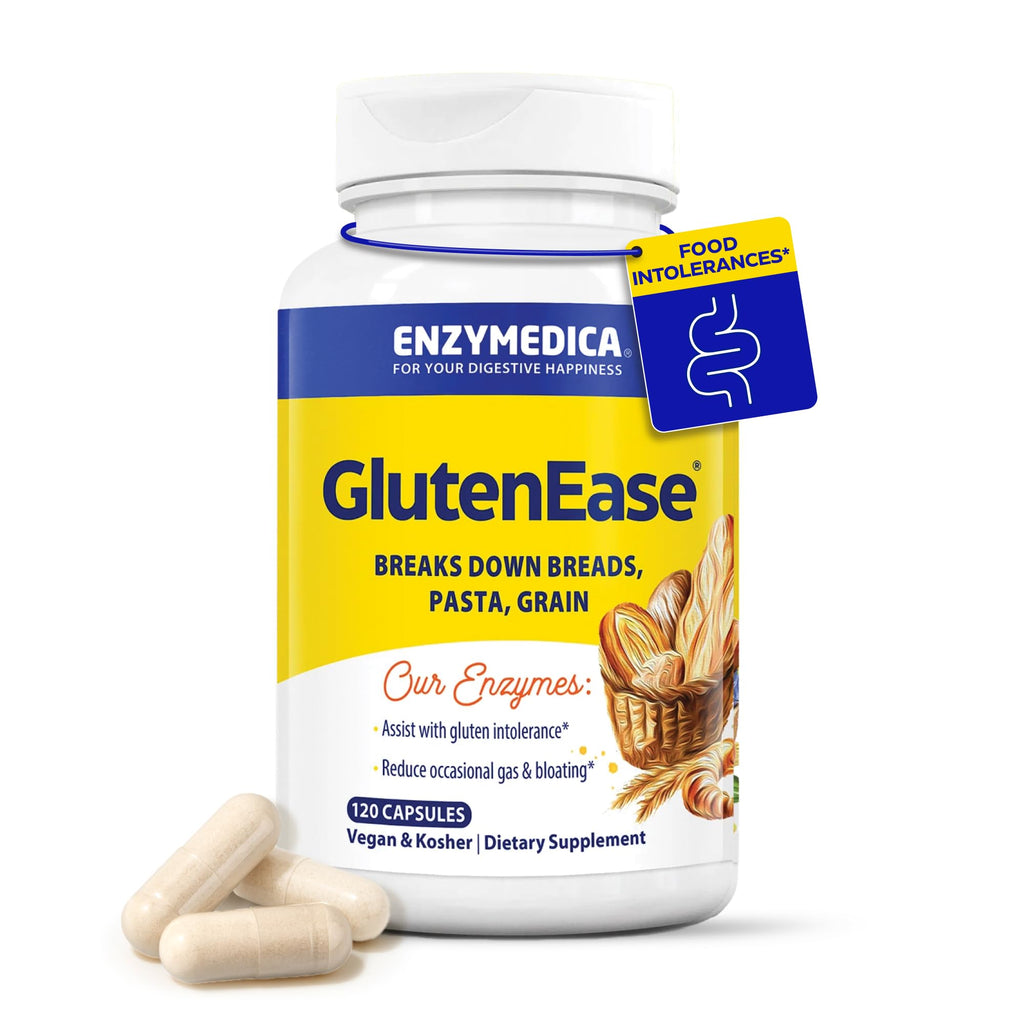 Enzymedica GlutenEase — Fast-Acting Digestive Enzymes for Gluten & Casein, 120 Capsules