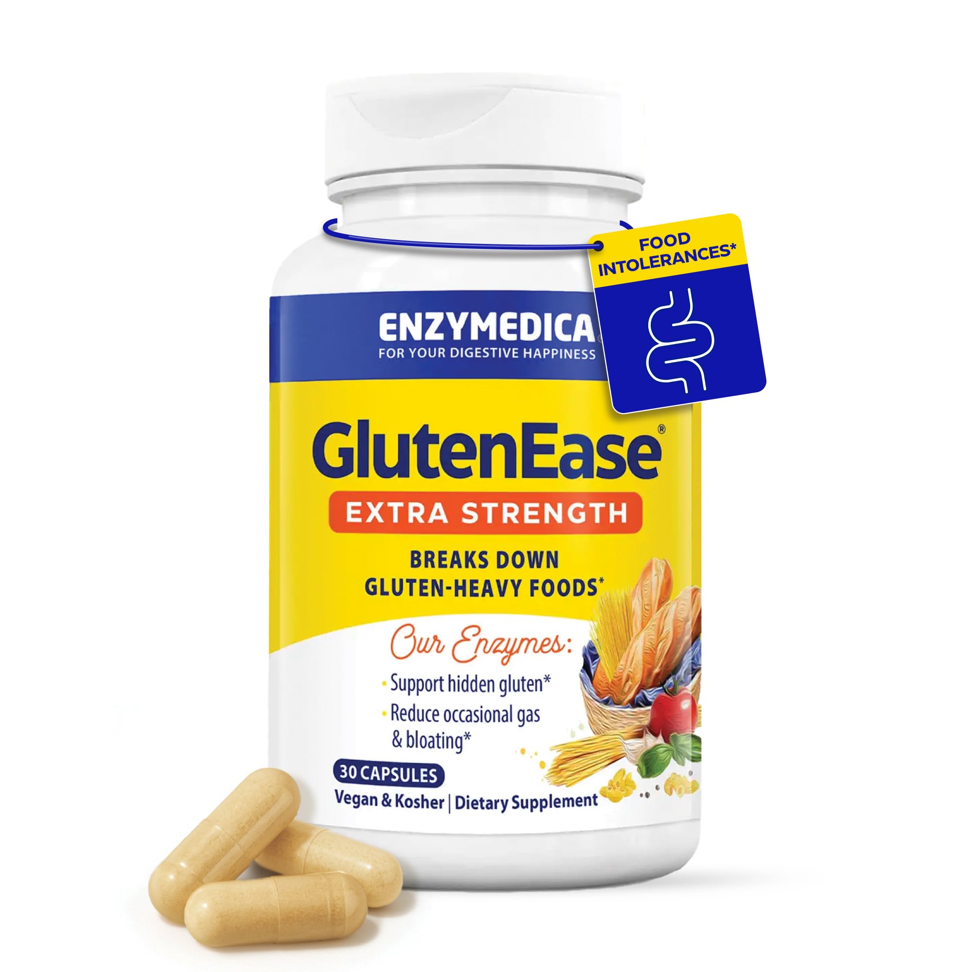 Enzymedica GlutenEase Extra Strength – Gluten & Casein Digestive Enzymes (30 Capsules)