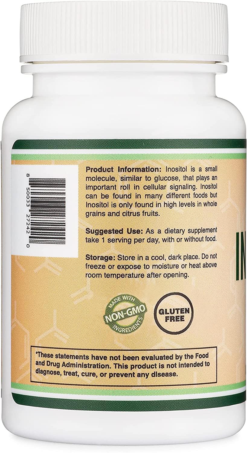 Inositol 1000mg Capsules (Myo-Inositol) for Women's Health – Double Wood, Pack of 2