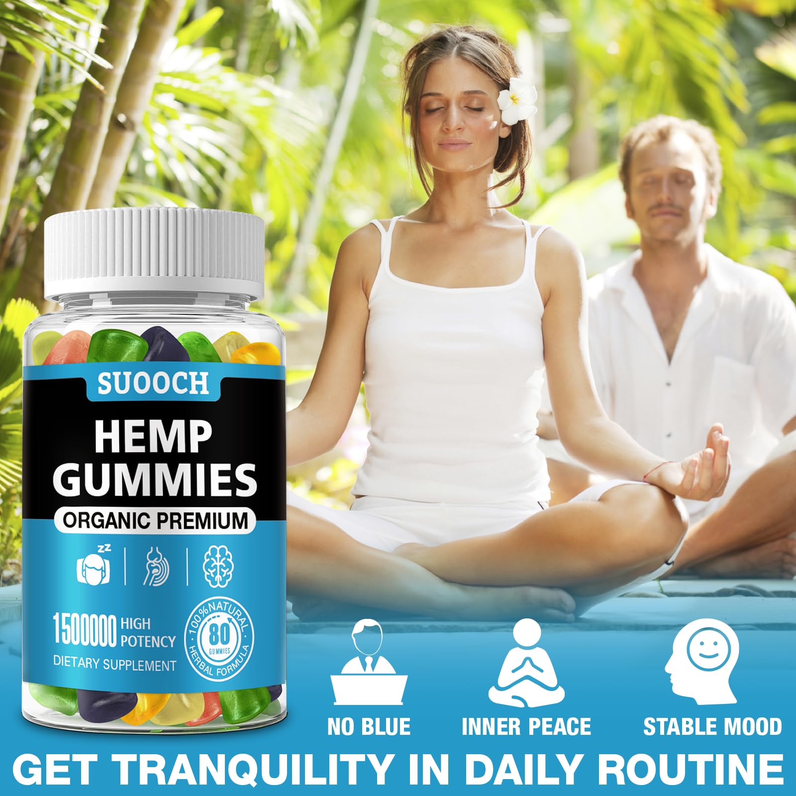 Natural Hemp Gummies – High Potency for Pain, Sleep & Anxiety (2-Pack)