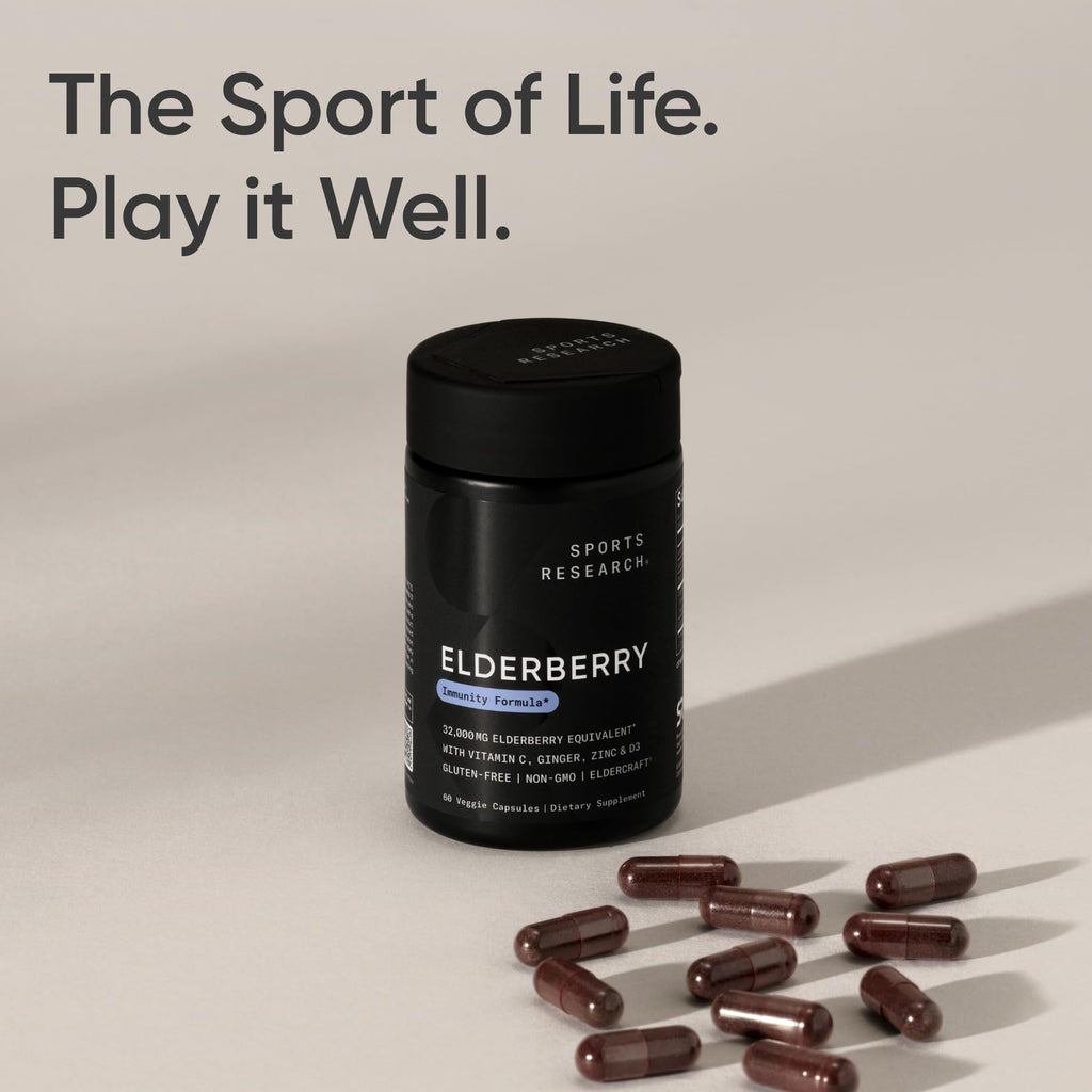 Sports Research Immune Support: Elderberry + Zinc, Vitamin D3 5000iu - Gluten Free
