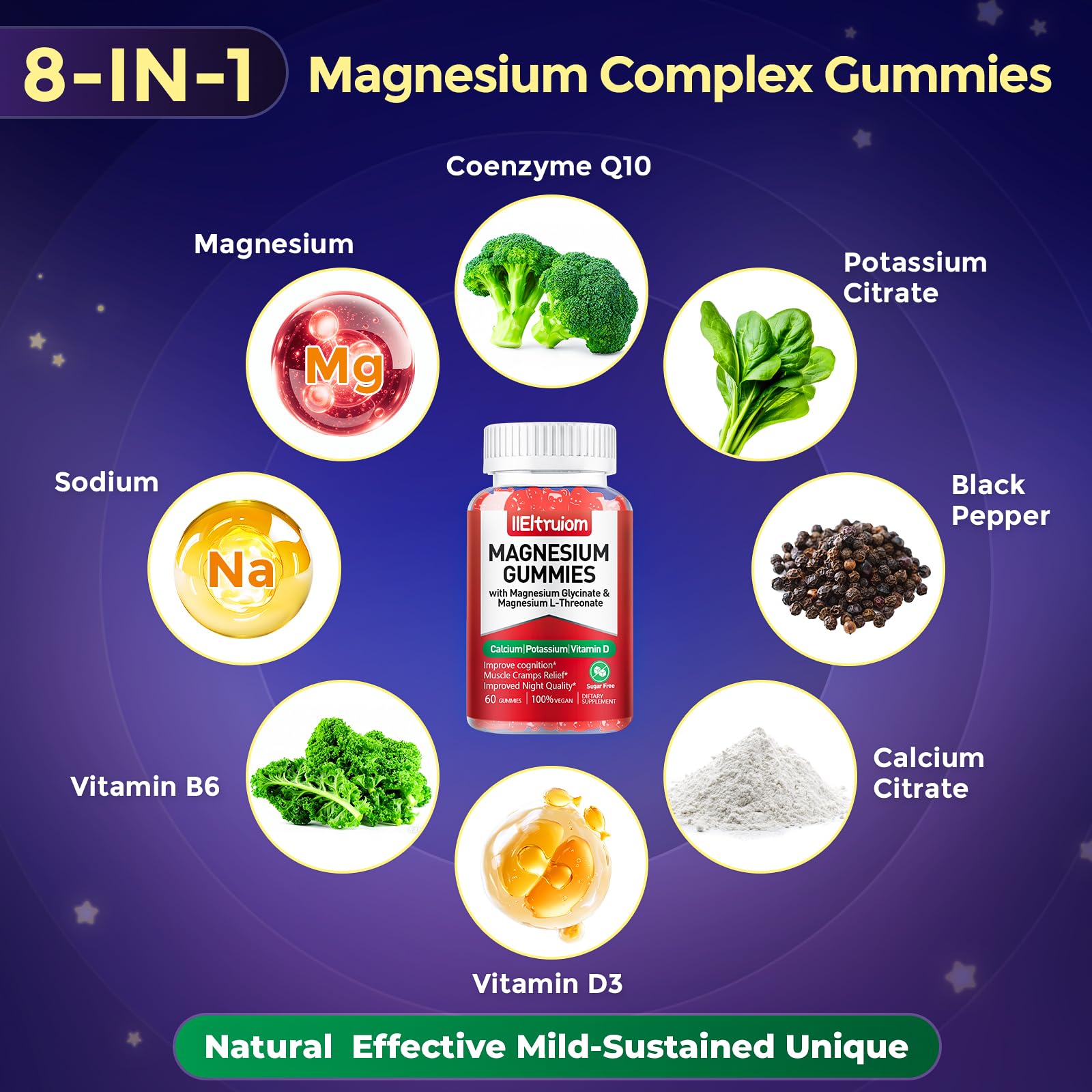 Kids Liposomal Magnesium 190mg – Glycinate & L-Threonate with D3 & CoQ10 | 60 Count