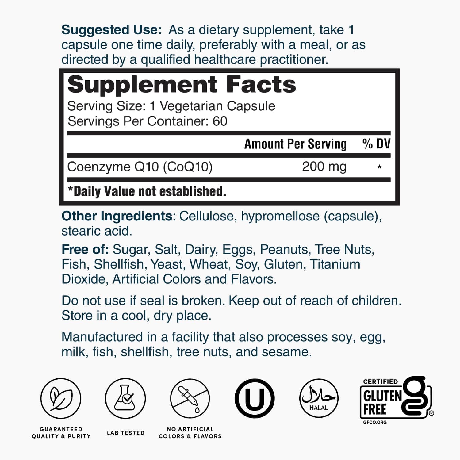 Nature's Lab CoQ10 200mg – Supports Heart, Nerve & Muscle Health* – 60 Count (2-Month Supply)