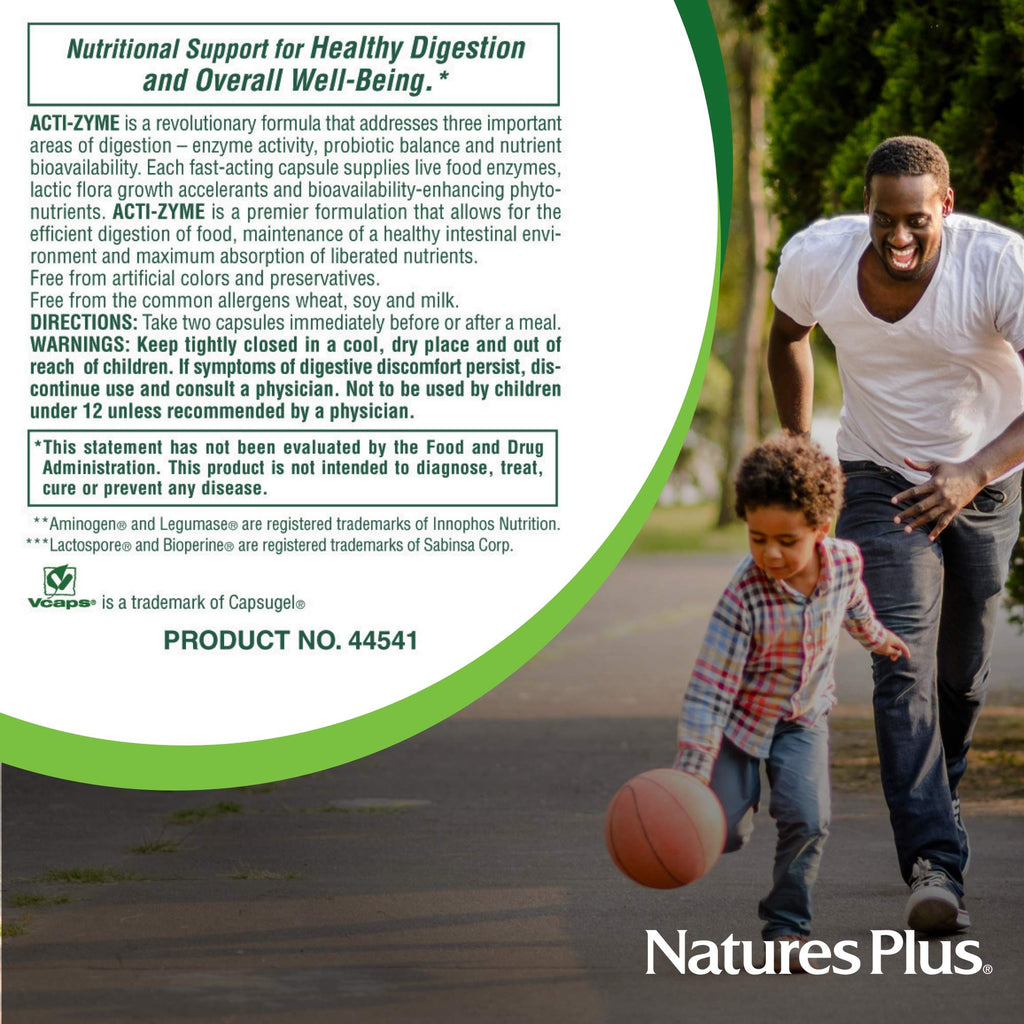 Natures Plus ActiZyme 180 Veg Caps – Digestive Enzymes & Probiotics