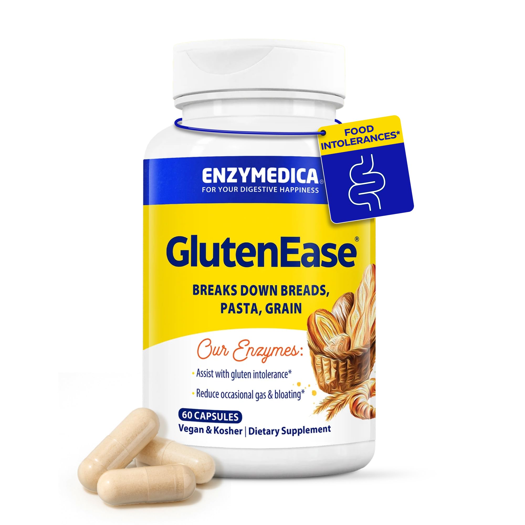 GlutenEase by Enzymedica – Gluten & Casein Digestive Enzymes, 60 Capsules