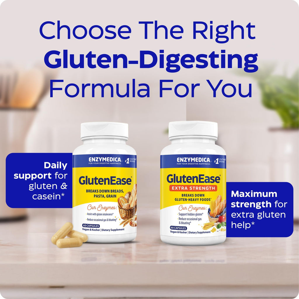 GlutenEase by Enzymedica | Advanced Digestive Enzymes for Gluten & Casein (120 Capsules)
