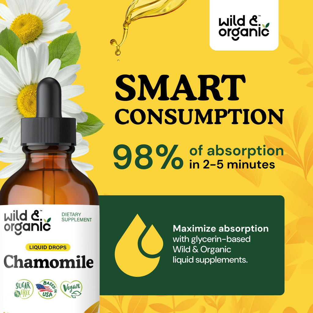 Wild & Organic Chamomile Tincture – Calming Relaxation, Vegan & Alcohol-Free | 4 oz