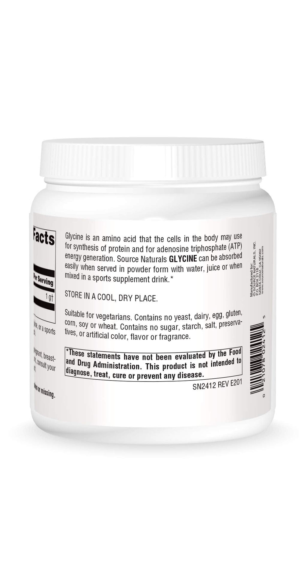 Source Naturals Glycine Powder – Protein Synthesis & ATP Energy Generation | 454 g (16 oz)