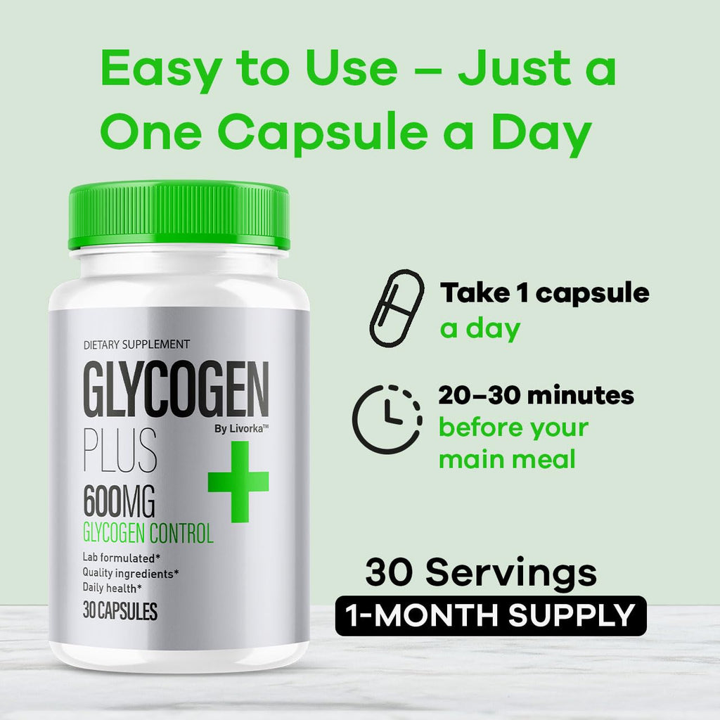 (2 Pack) Glycogen Plus – 600mg Capsules, All-Natural Glycogen Support