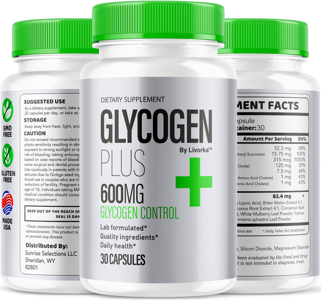 (2 Pack) Glycogen Plus – 600mg Capsules, All-Natural Glycogen Support