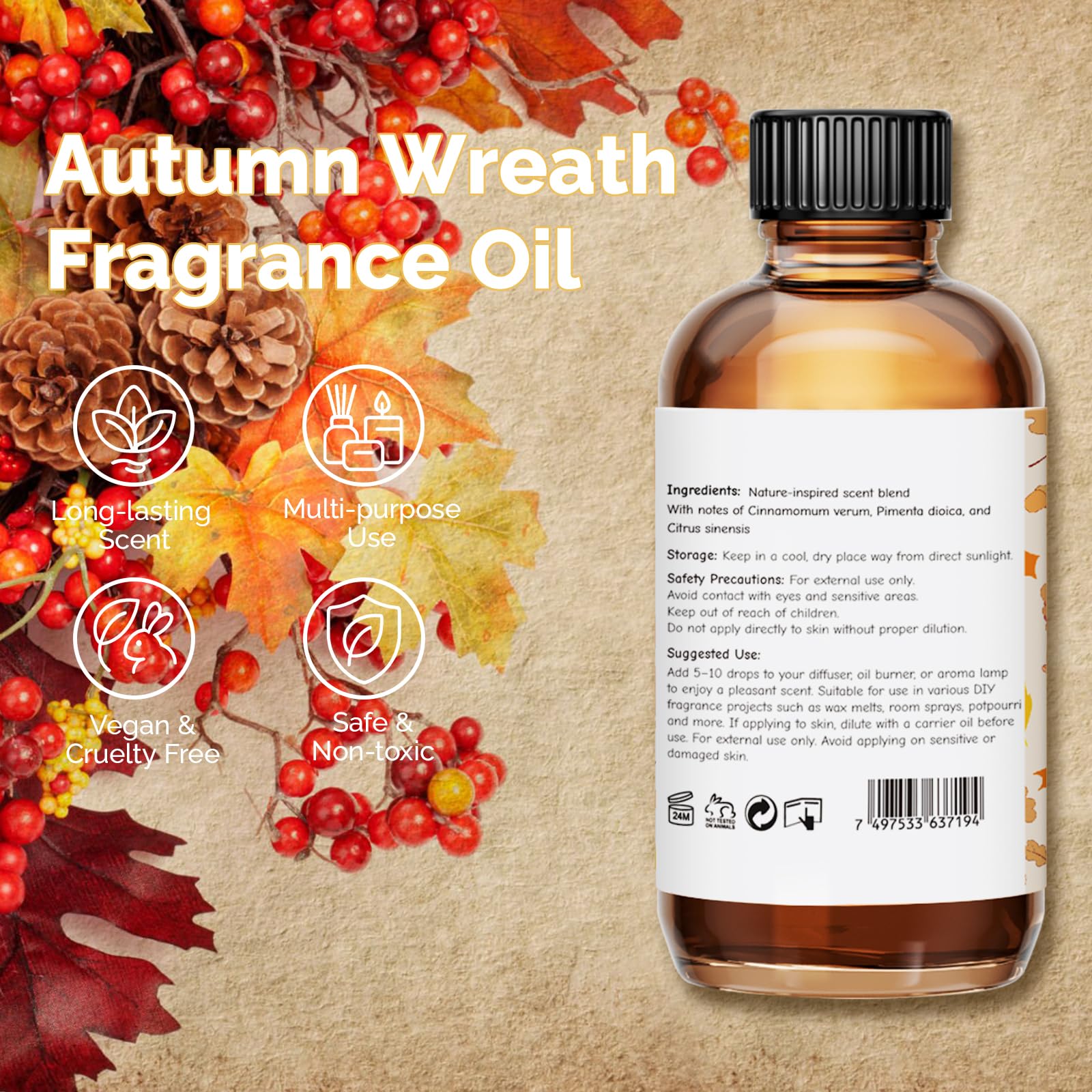 GM Gumili Autumn Wreath Fragrance Oil 2 Oz – Fall Scent for Diffusers
