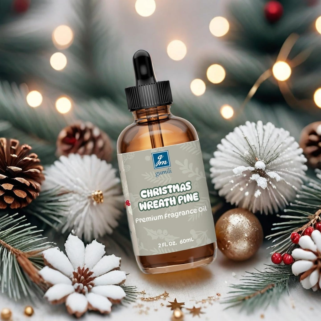 GM Gumili Christmas Wreath Pine Fragrance Oil 2 oz - Cozy Pine Scent for Diffusers, Candles & Soaps