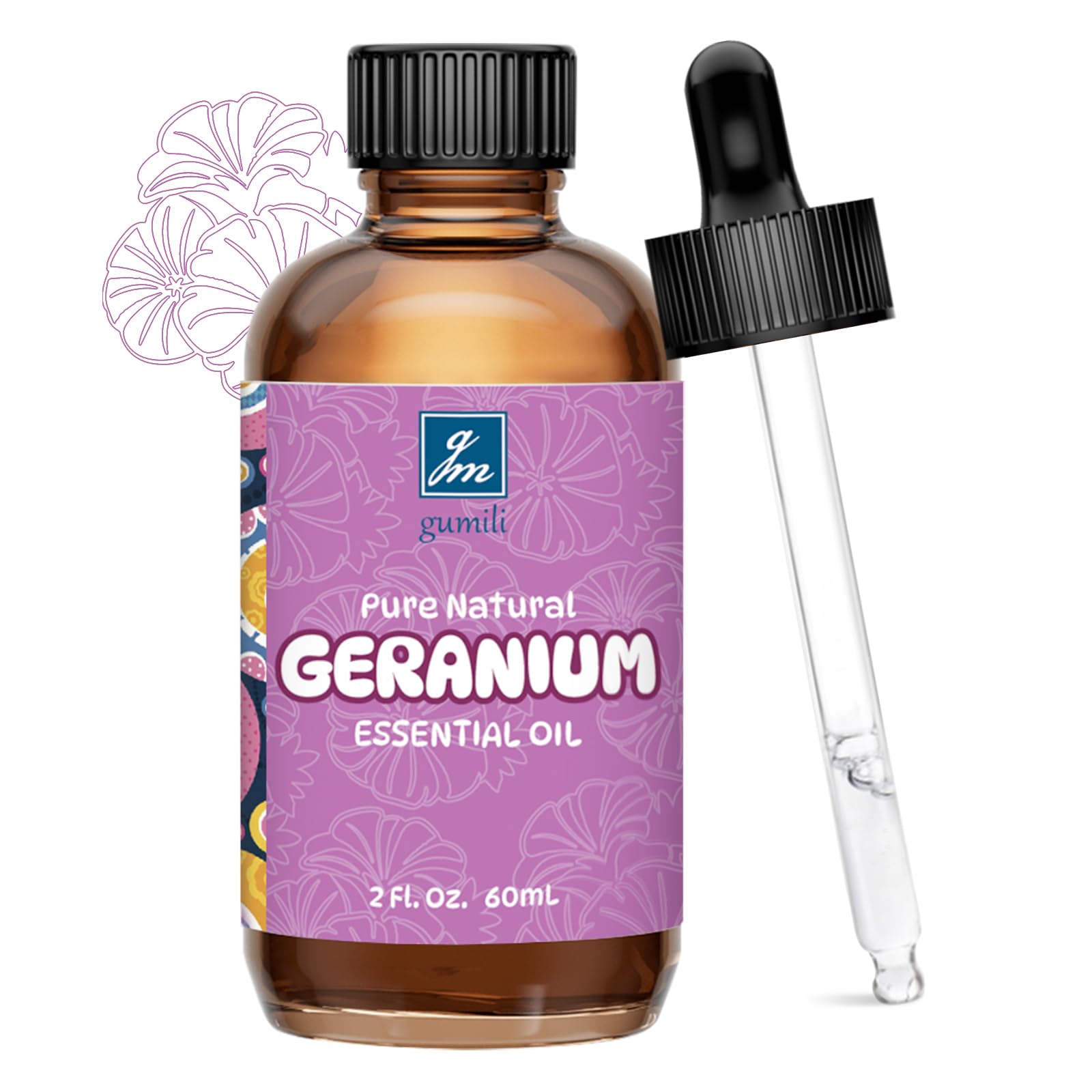 GM Gumili Geranium Essential Oil 2 Oz – Pure Geranium for Skin, Hair & Diffuser