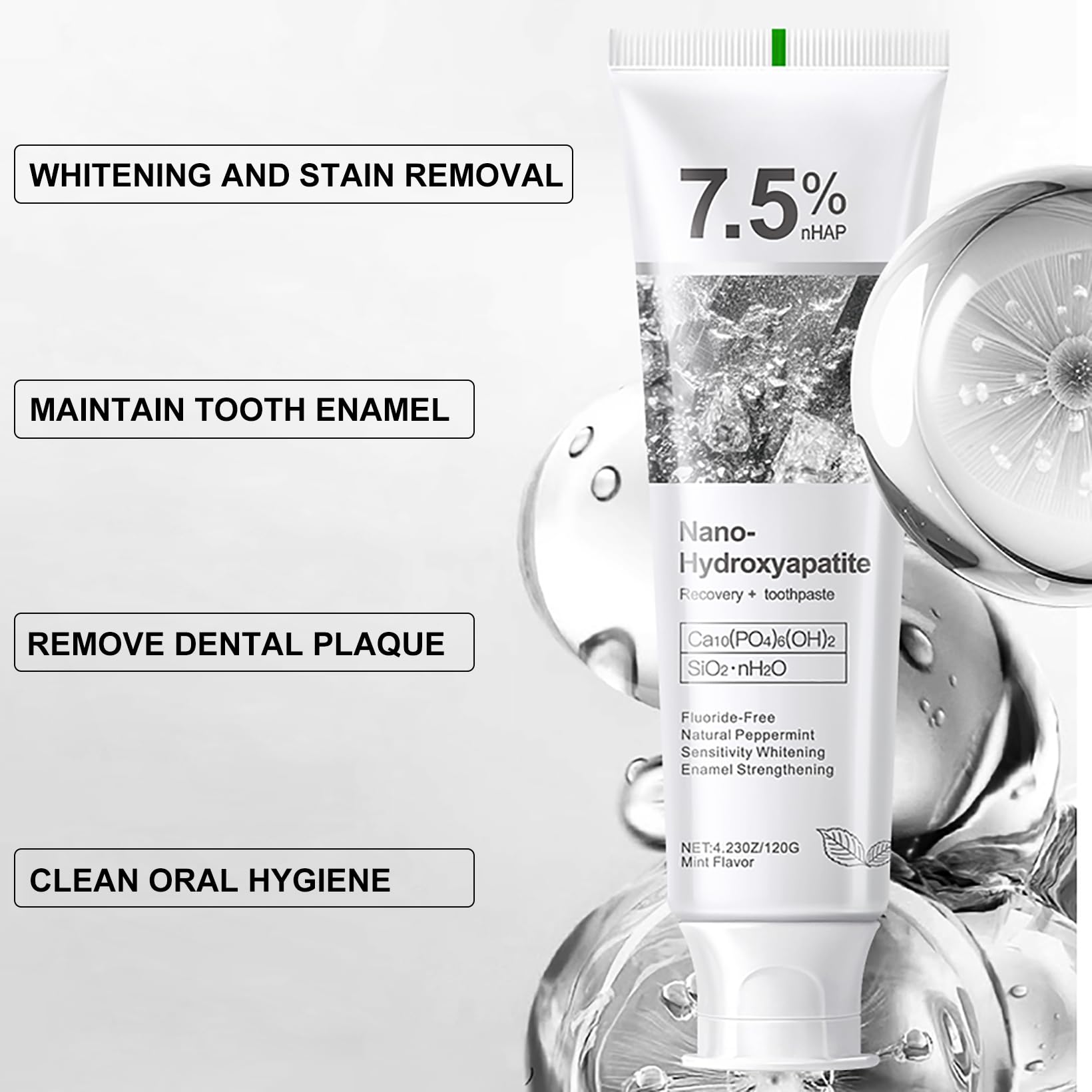GMaxit 7.5% Hydroxyapatite Toothpaste – Enamel Protection, Gentle for Sensitive Teeth, Fresh Mint, 4.23 oz