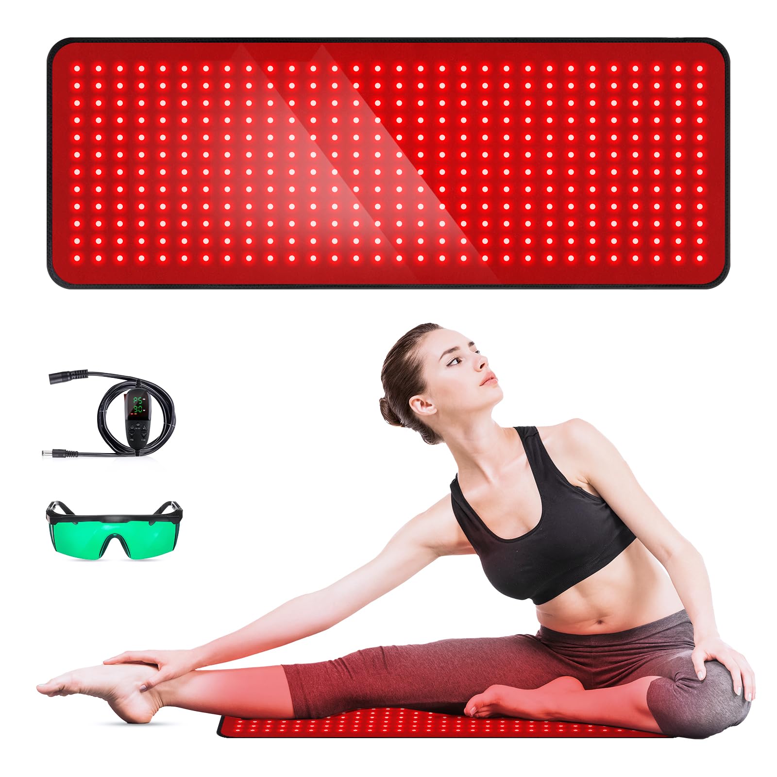 GMOWNW Red Light Therapy Pad — 31.5×11.8 in, 360 LEDs, 660nm & 850nm