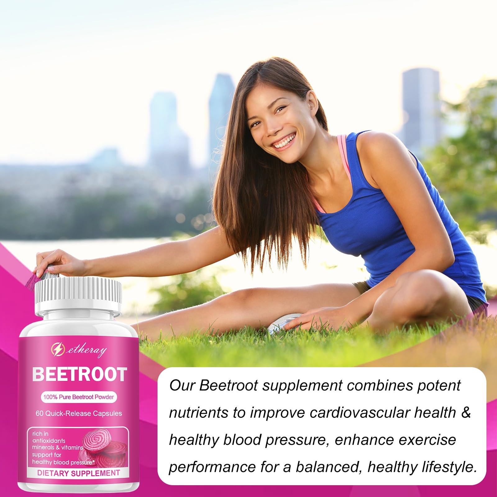 Etheray Beetroot Capsules - 1300mg per Serving | Organic Beetroot Powder - 60 Capsules