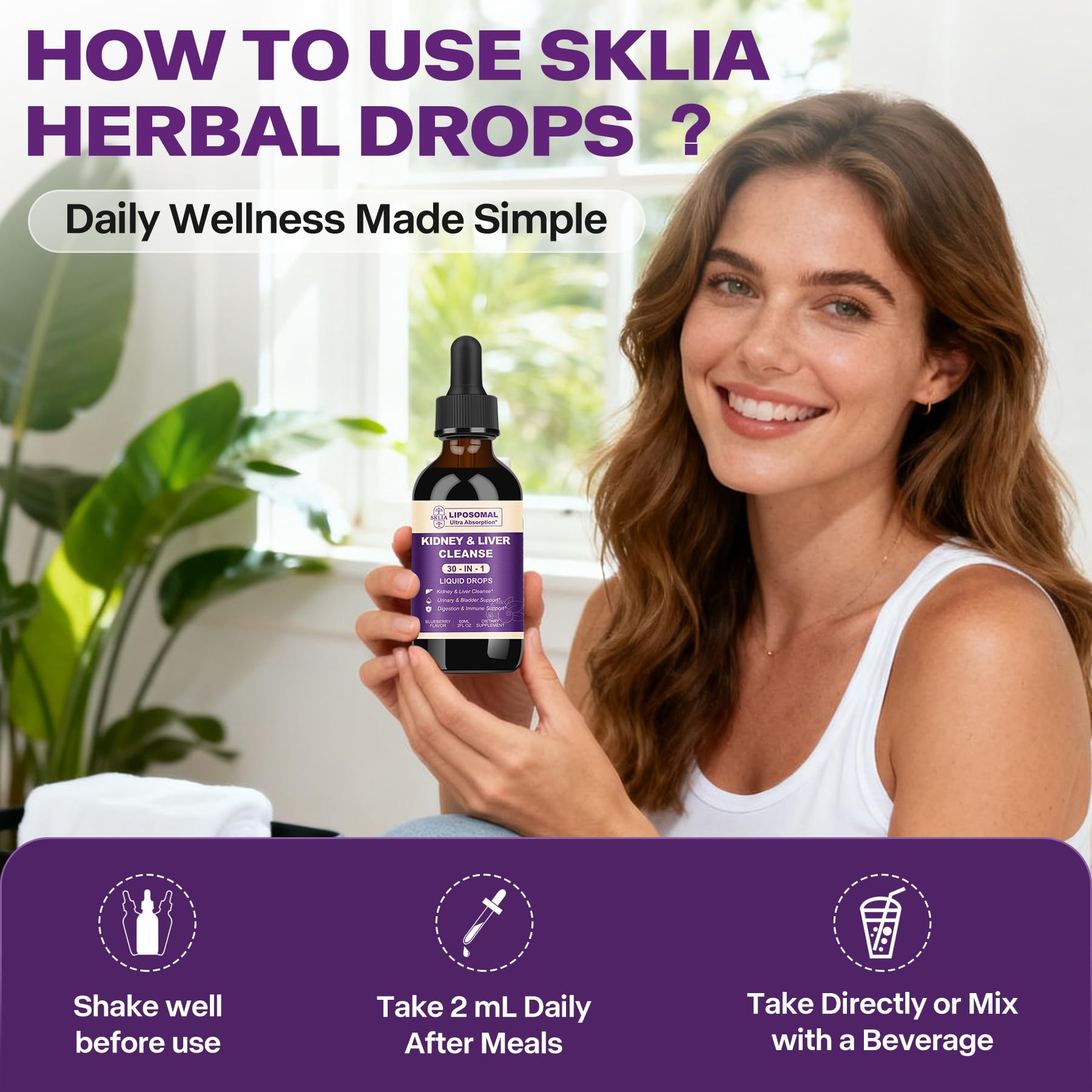 30-in-1 Kidney & Liver Cleanse Drops – Cranberry, Milk Thistle & Chanca Piedra | Vegan Blueberry 2-Pack