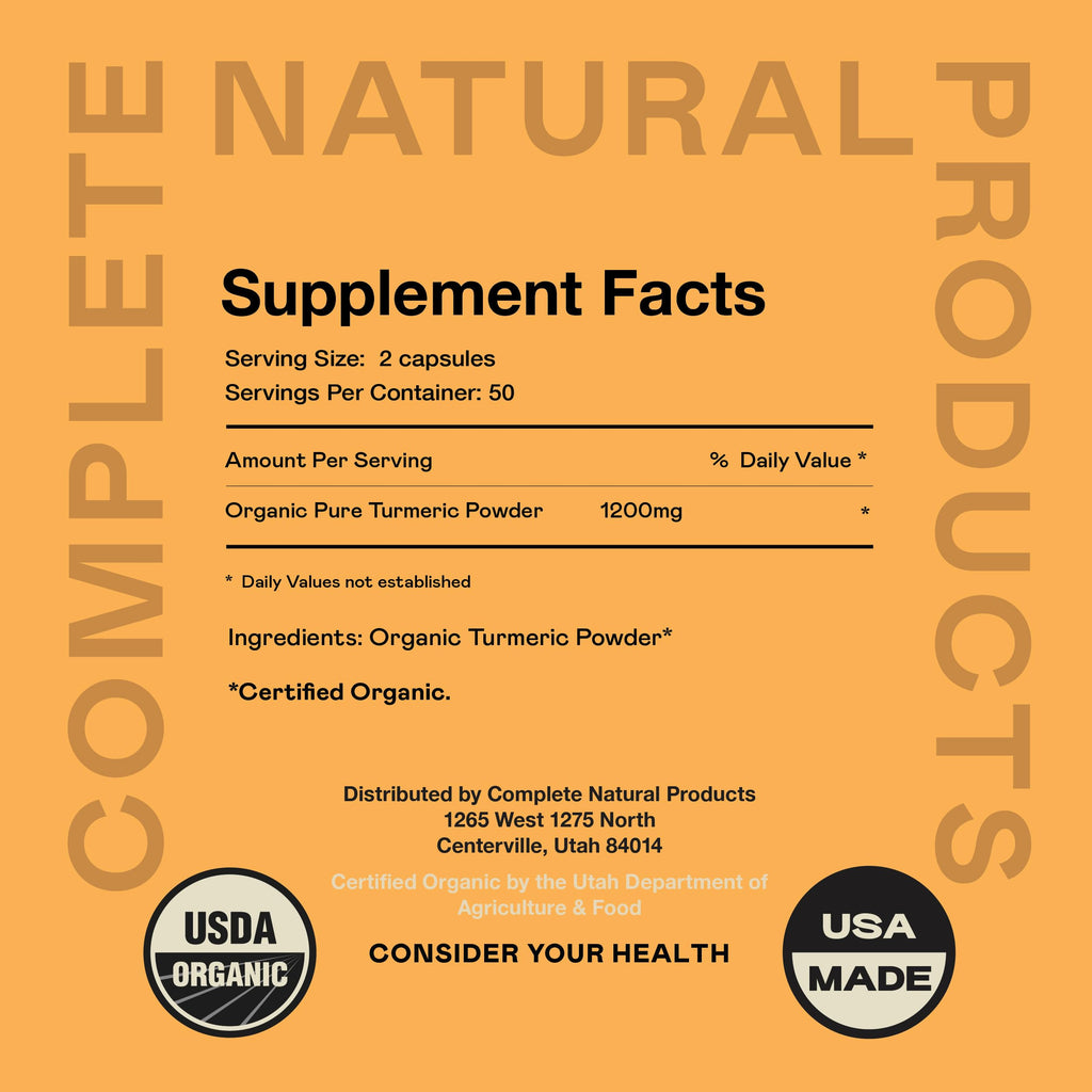 Organic Turmeric Capsules 600mg | Pure Curcumin 100 Capsules (Pack of 2) - Liver & Joint Support