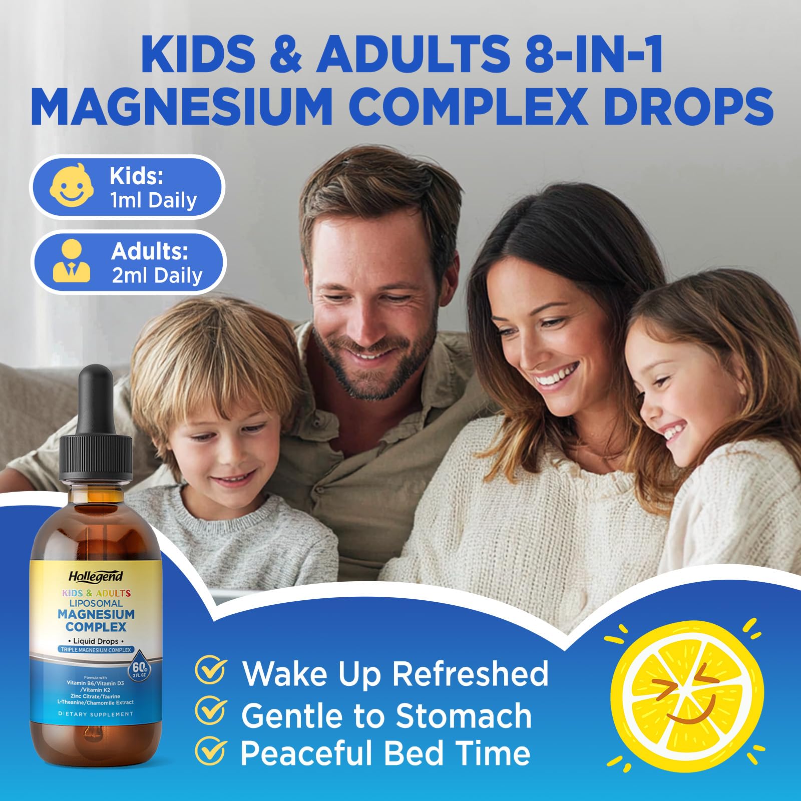 Liposomal Magnesium Drops 400mg – Triple-Source Mg with D3, K2, B6, Zinc, Taurine, L-Theanine & Chamomile (4 oz)