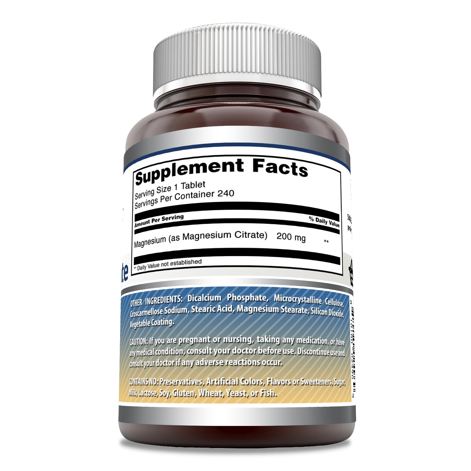 Amazing Formulas Magnesium Citrate 200 mg - 240 Count | Non-GMO, Gluten Free, Made in USA
