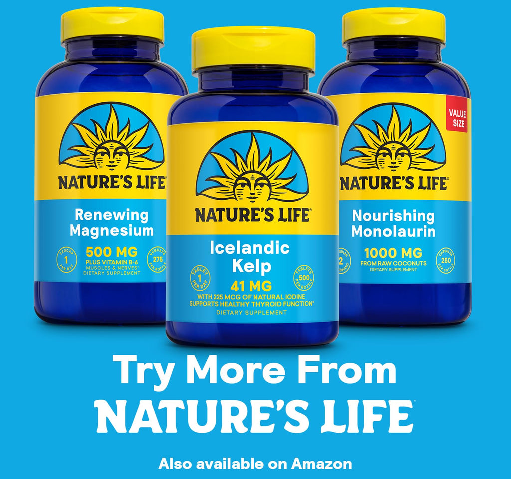 Nature’s Life Icelandic Kelp 41 mg Tablets – Iodine Supplement & Thyroid Support | Gluten Free, Non-GMO