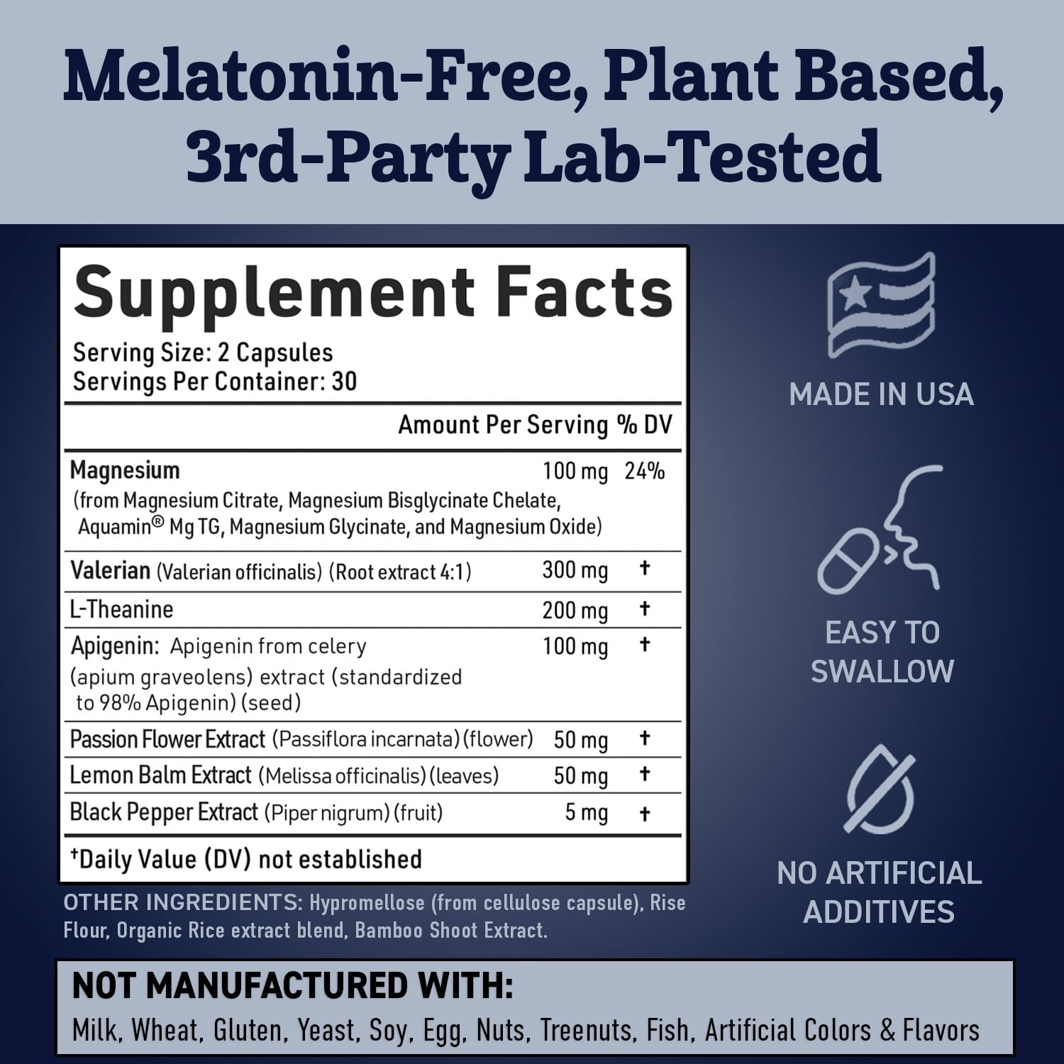 Apigenin Sleep Supplement - Melatonin-Free, Plant-Based Nighttime Support