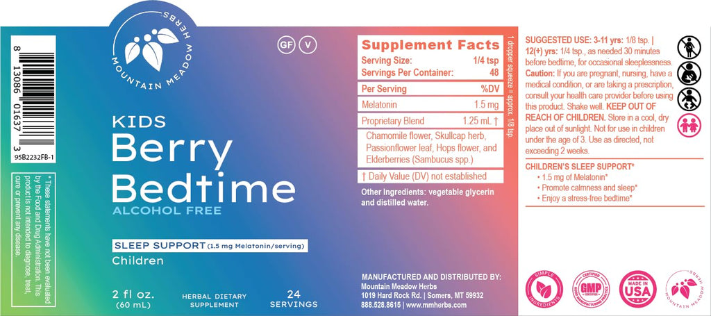 Berry Bedtime Drops for Kids – Melatonin & Herbal Sleep Support (2 oz) | Mountain Meadow Herbs