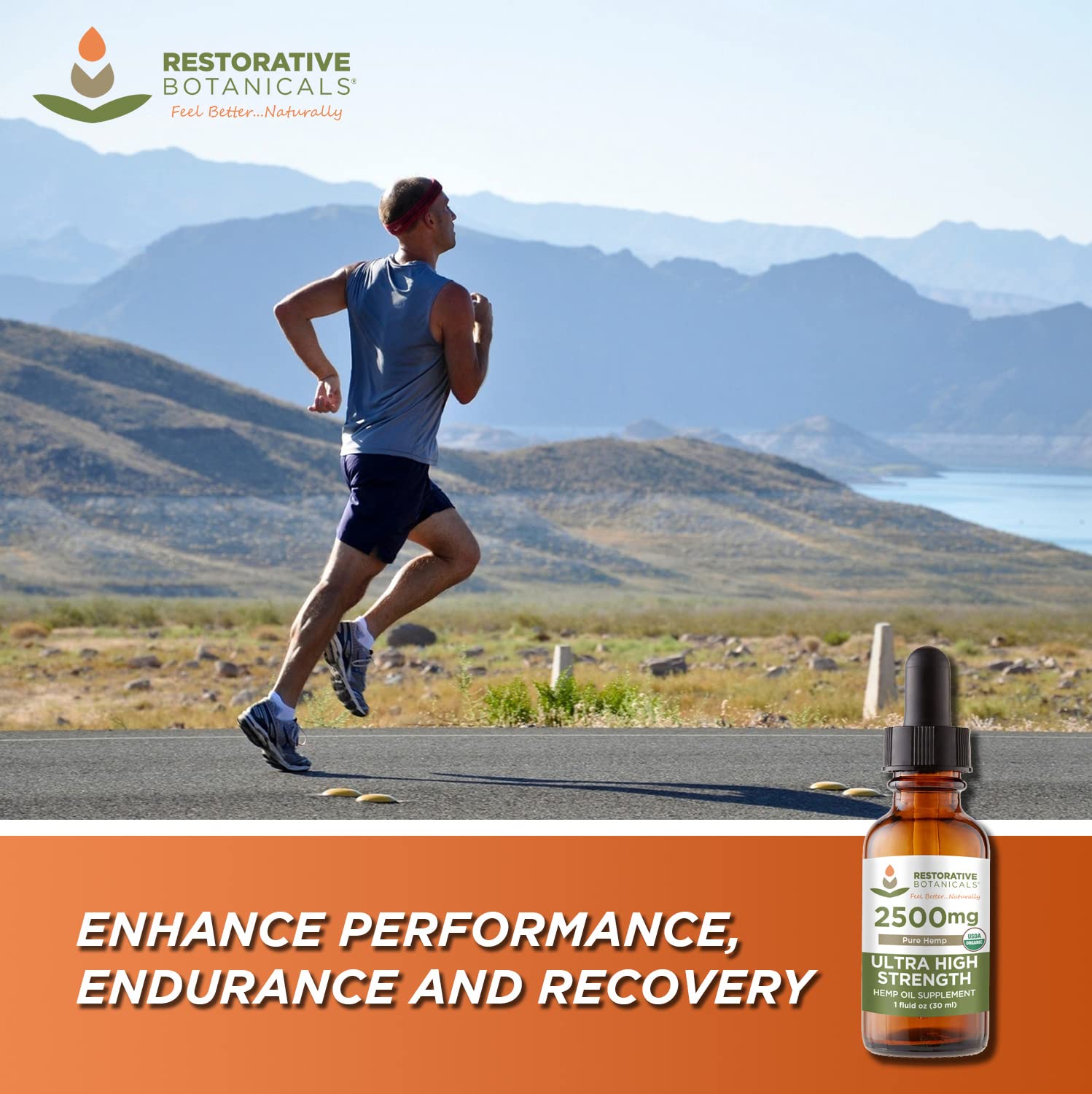 Ultra High Strength Hemp Oil Supplement - USDA Organic, 60 Servings | Restorative Botanicals