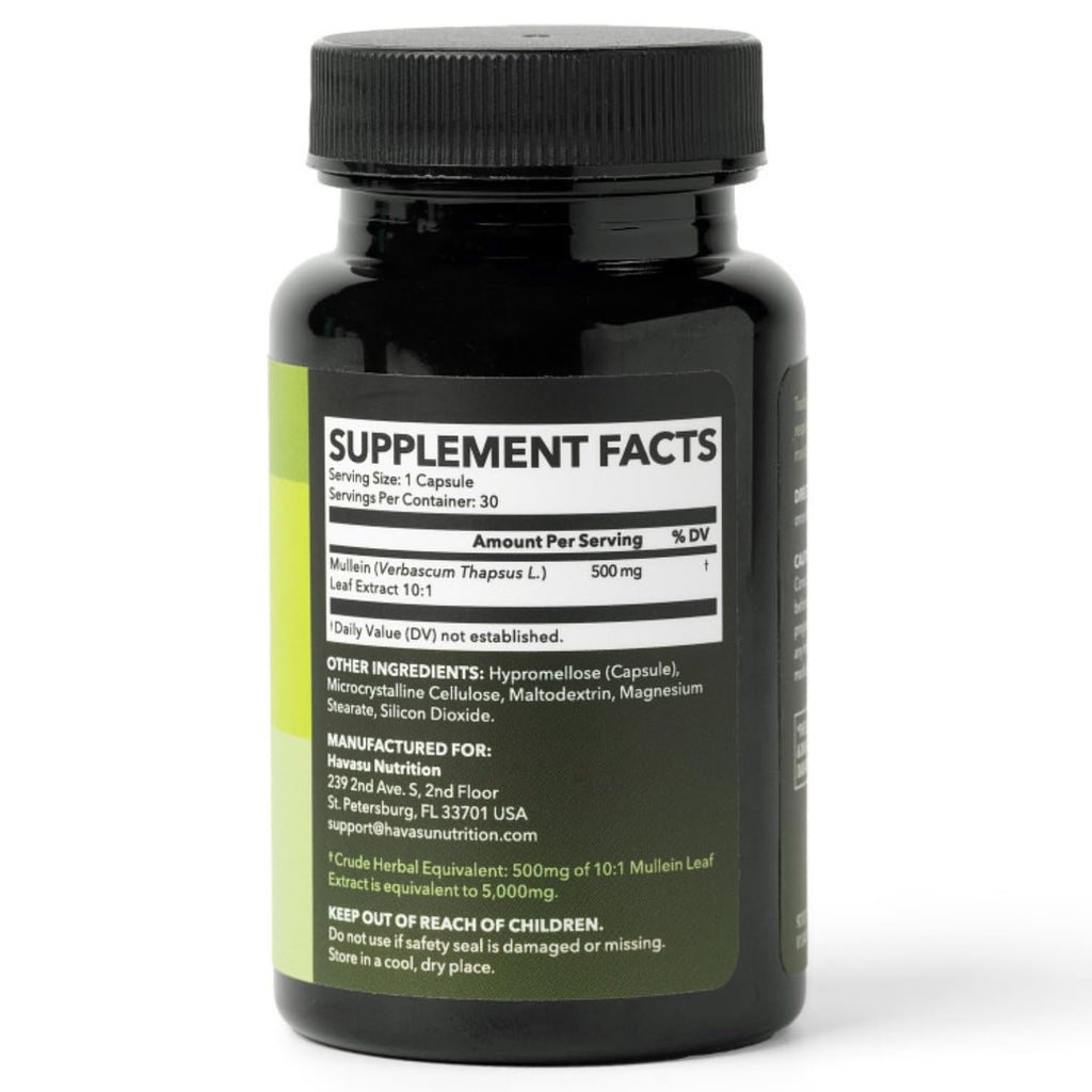 Mullein Leaf Capsules 5000mg 10:1 – Lung Support & Immune Function (30 Count) – Vegan, Non-GMO