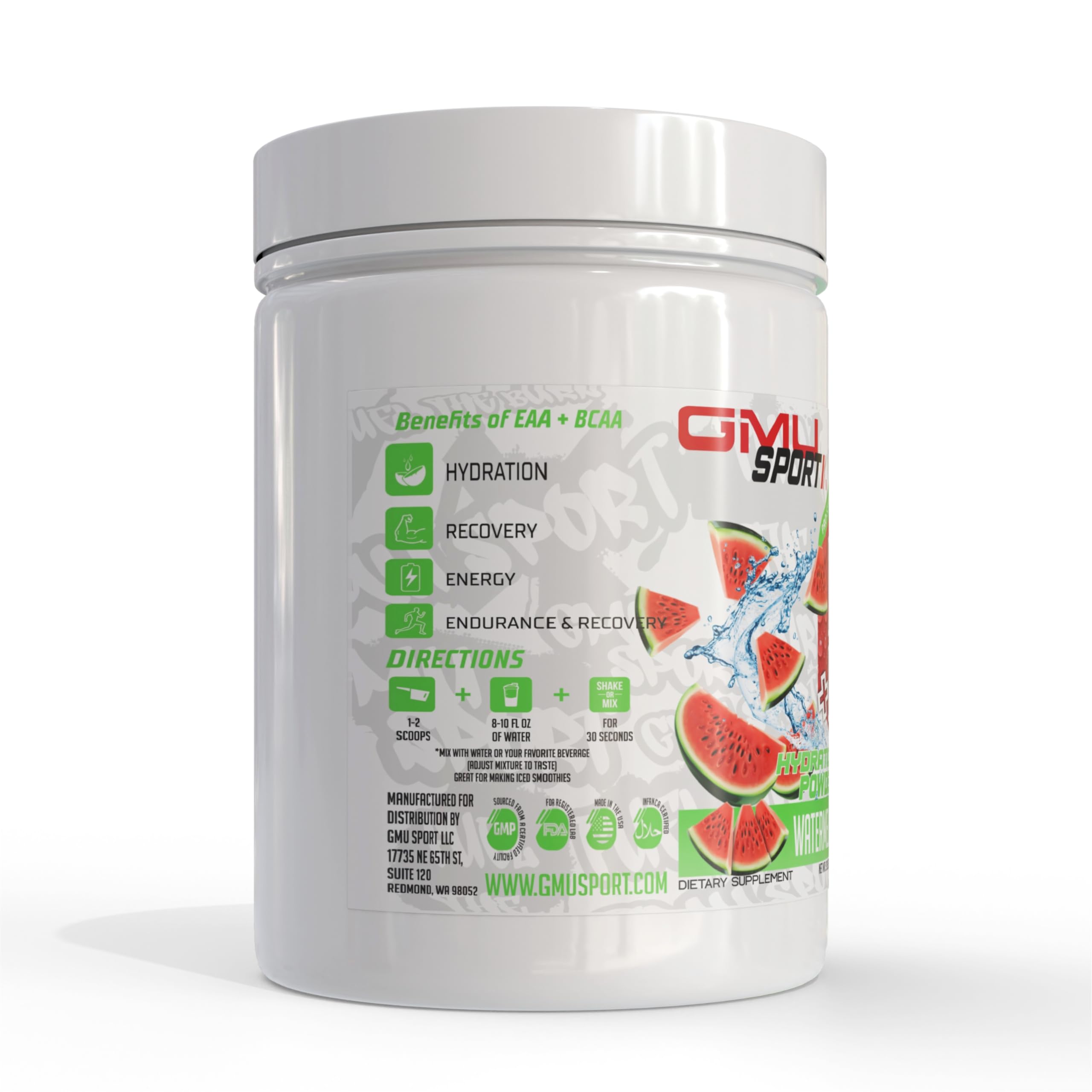 GMU SPORT EAA + BCAA Powder – Hydration & Recovery Drink (Sugar-Free) – Watermelon