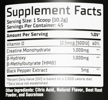 GMU SPORT Creatine 2.0 – Flavored Creatine + HMB Powder (45 Servings) | 5g Creatine Monohydrate + 3g HMB + Piperine | Strawberry Lemonade