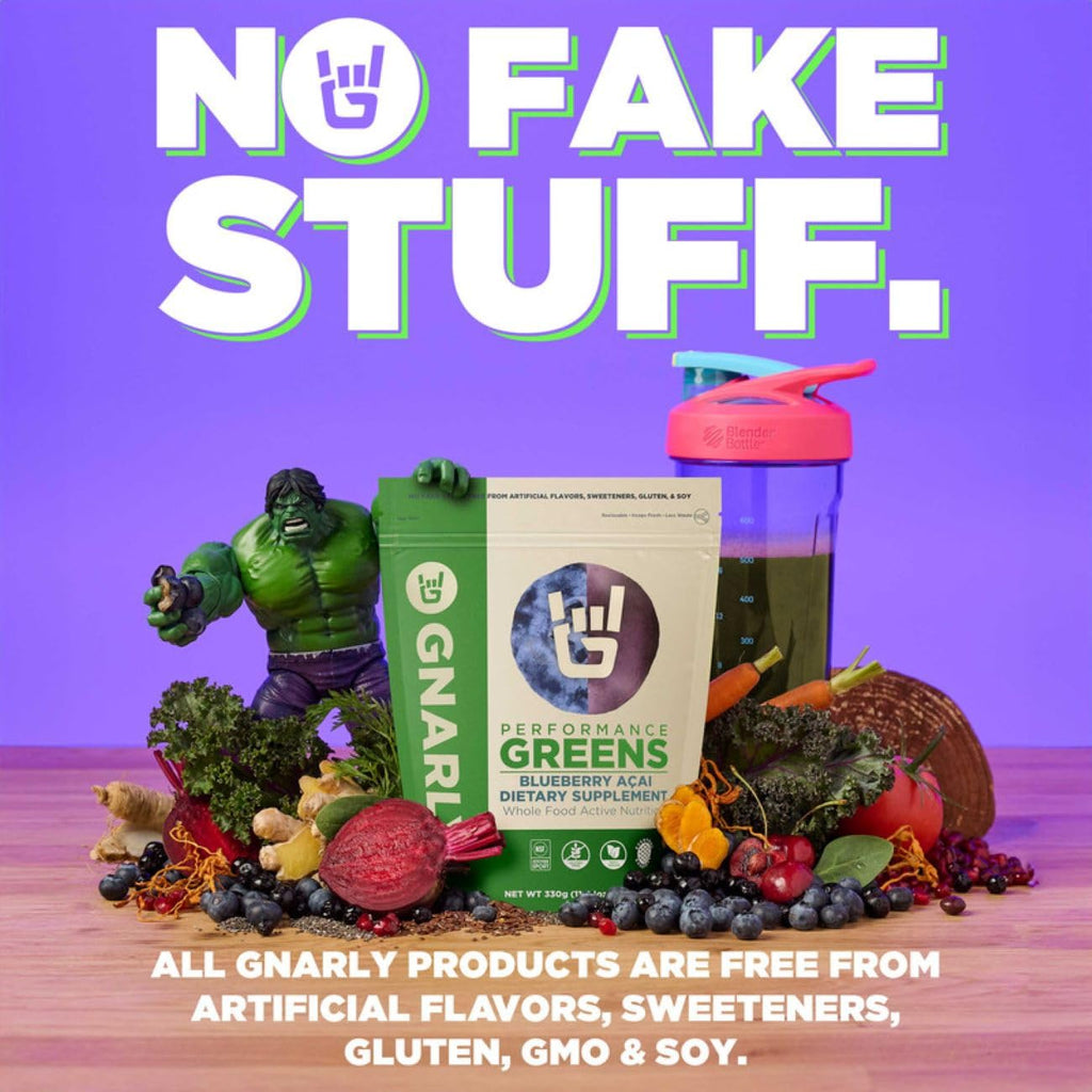 Gnarly Nutrition Greens Superfood Powder – Blueberry Acai Performance Greens – NSF Sport Certified – Organic & Probiotic