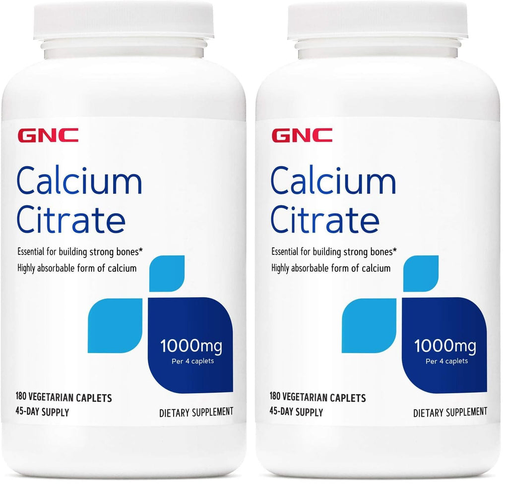 GNC Calcium Citrate 1000mg – 180 Veg Caplets (Pack of 2)
