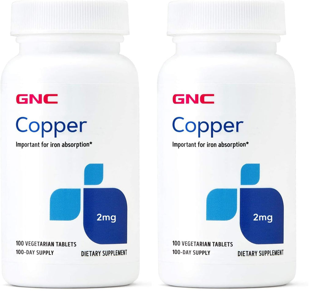 GNC Copper 2mg - Supports Iron Absorption | 100 Count (Pack of 2)