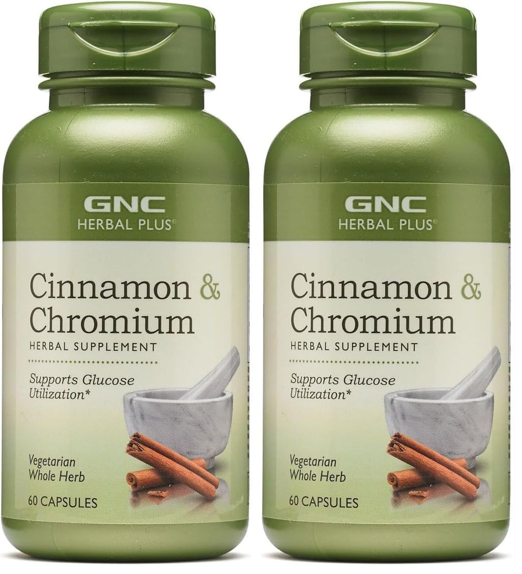 GNC Herbal Plus Cinnamon & Chromium – Vegetarian, 30 Servings (Pack of 2)