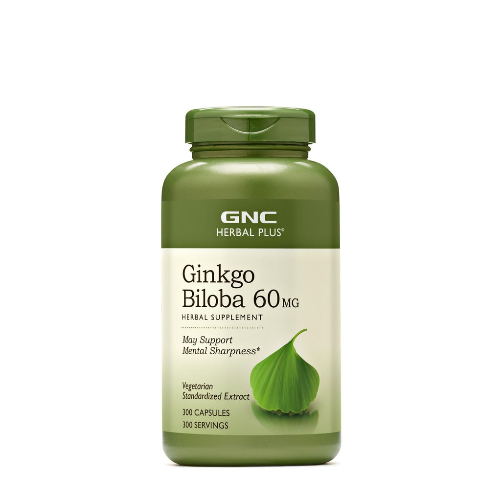 GNC Herbal Plus Ginkgo Biloba 60mg – Vegetarian, Mental Sharpness, 300 Servings