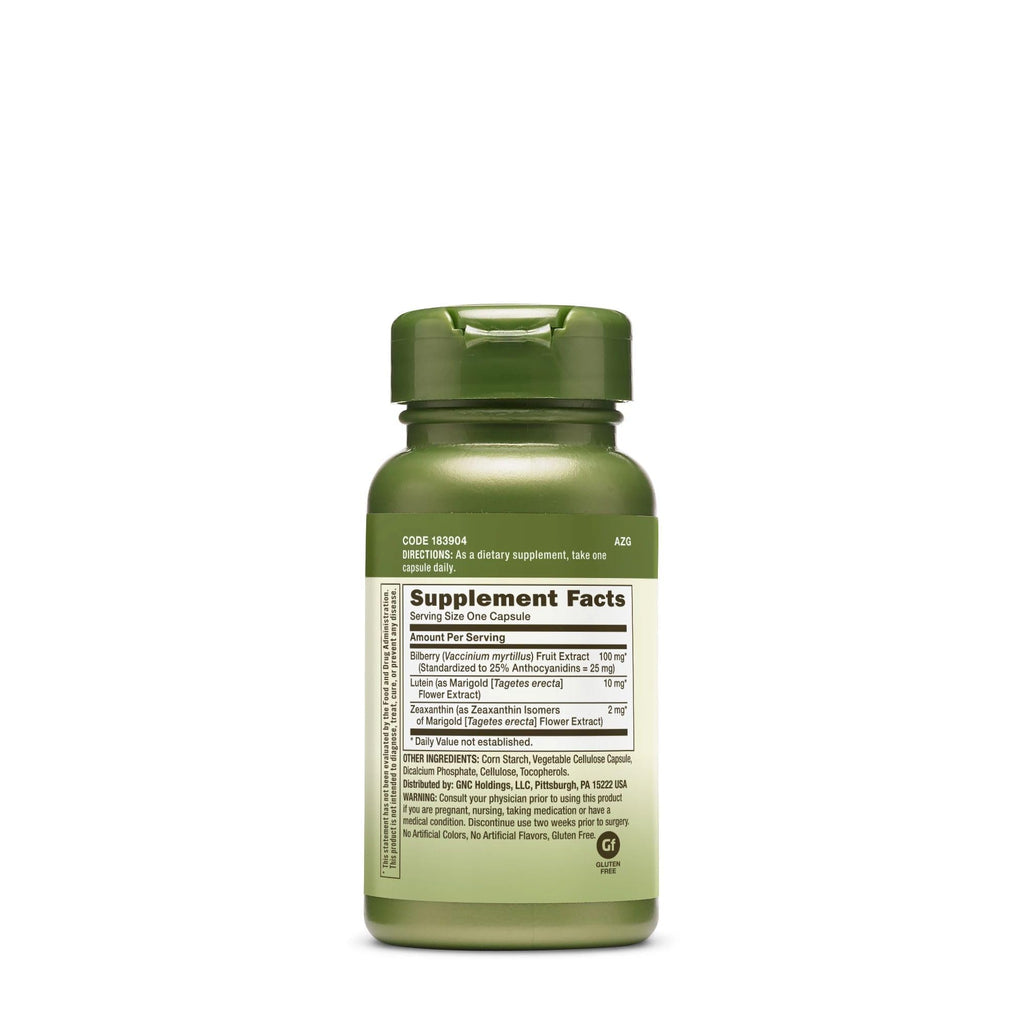 GNC Herbal Plus Bilberry Extract & Lutein Supplement — Vegetarian Eye Health Support, 60 Servings