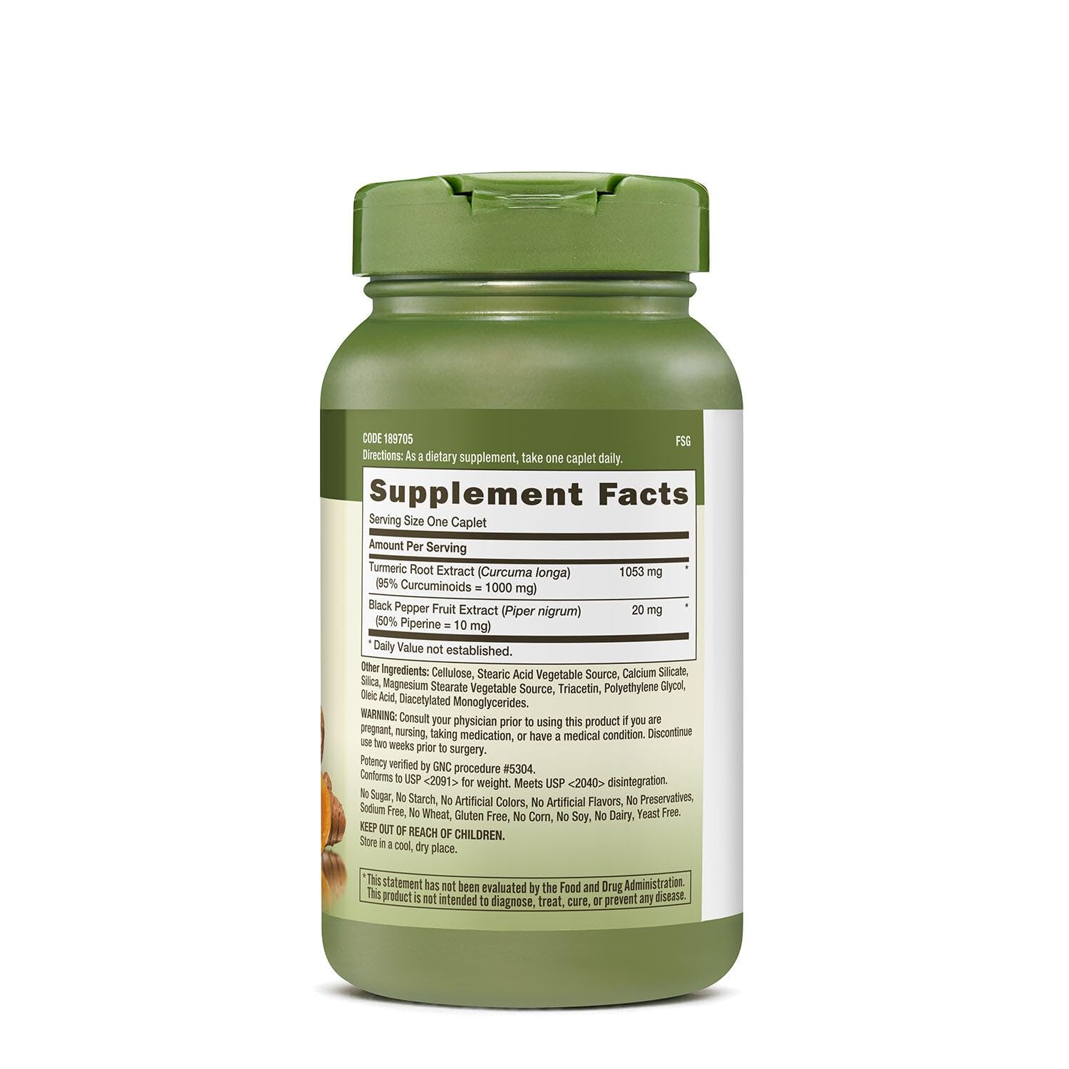 GNC Herbal Plus Turmeric Curcumin 1000mg – Extra Strength Vegetarian Supplement | 120 Servings