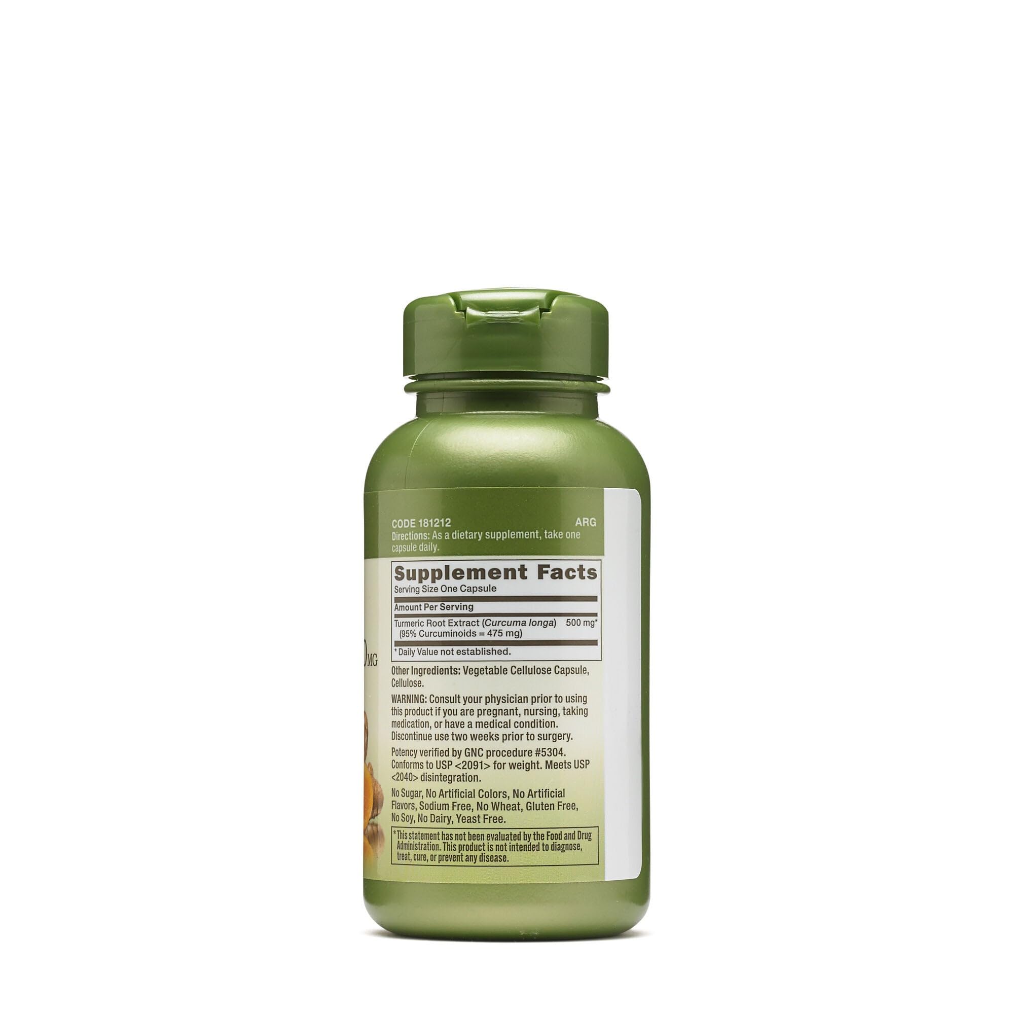 GNC Herbal Plus Turmeric Curcumin 500mg - 100 Capsules