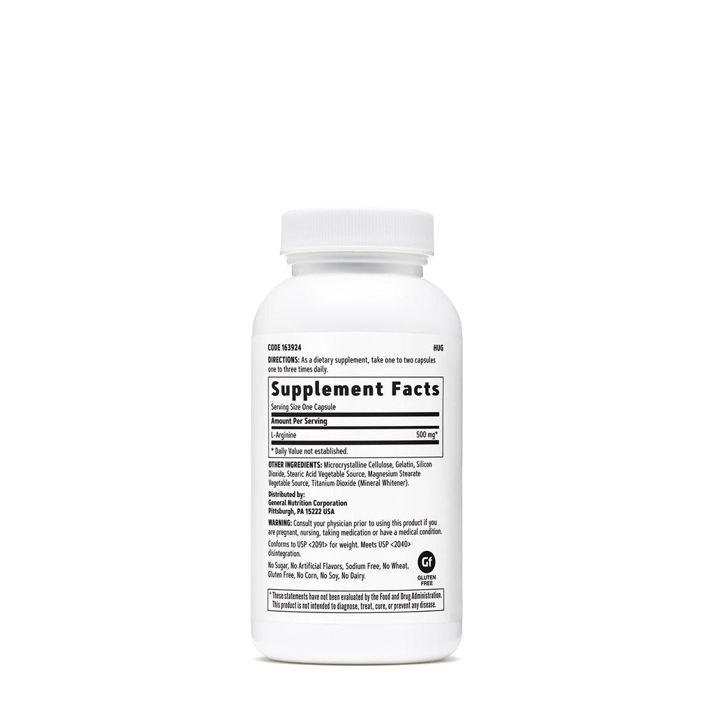 GNC L Arginine 500mg Supplement – Supports Healthy Blood Vessel Tone – 90 Servings (Pack of 2)