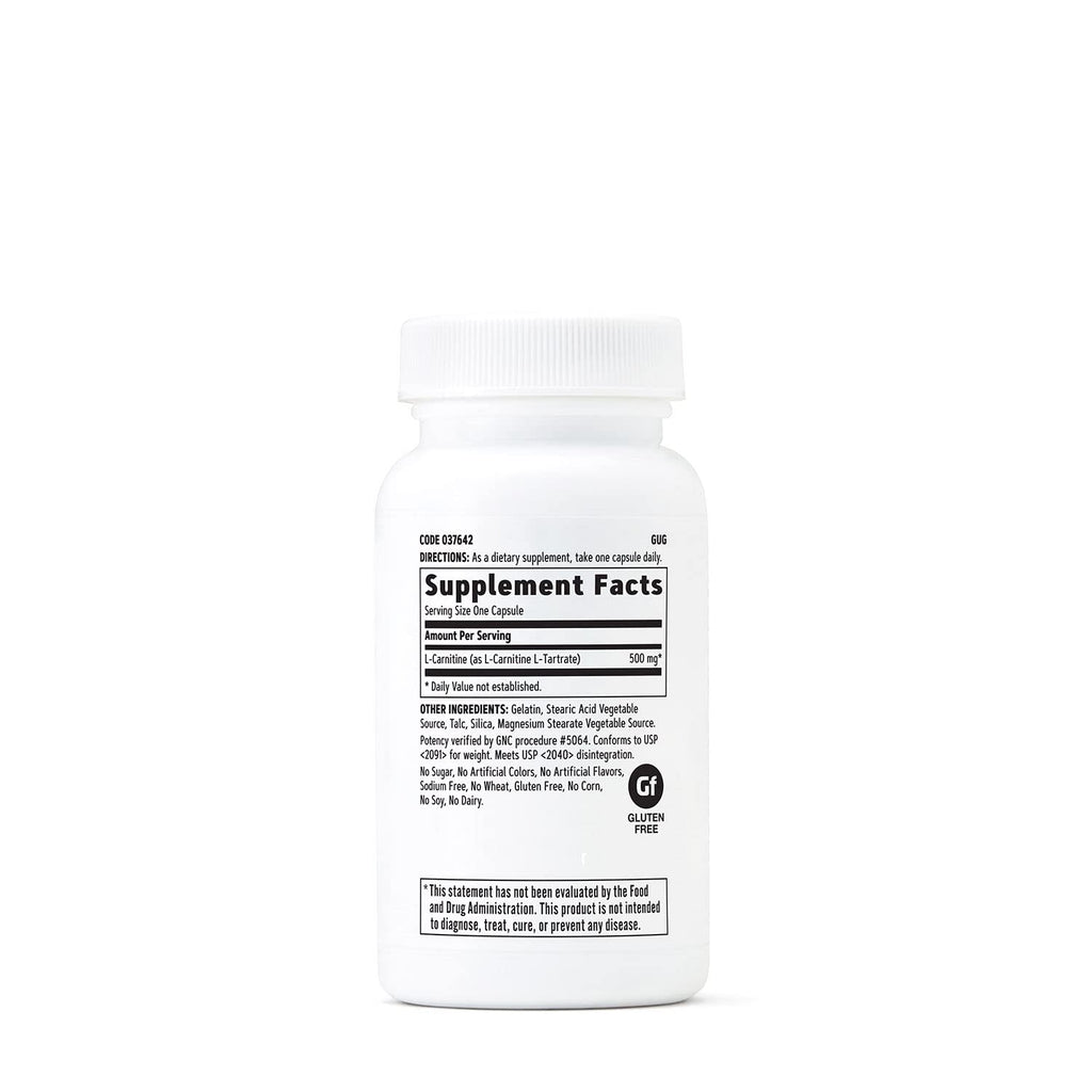 GNC L-Carnitine 500mg – Metabolize Long-Chain Fatty Acids | 60 Capsules