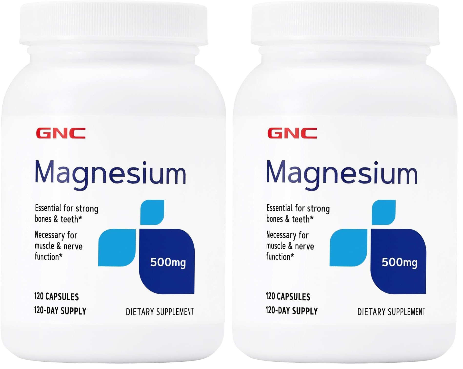 GNC Magnesium 500mg – 120 Capsules (Pack of 2) Supports Calcium Absorption & Strong Teeth