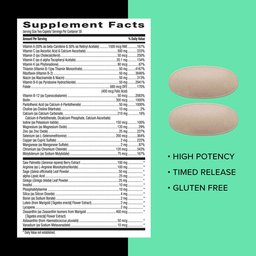 GNC Mega Men 50 Plus Multivitamin Caplets - Clinically Proven for Heart & Prostate Health | 60 Count