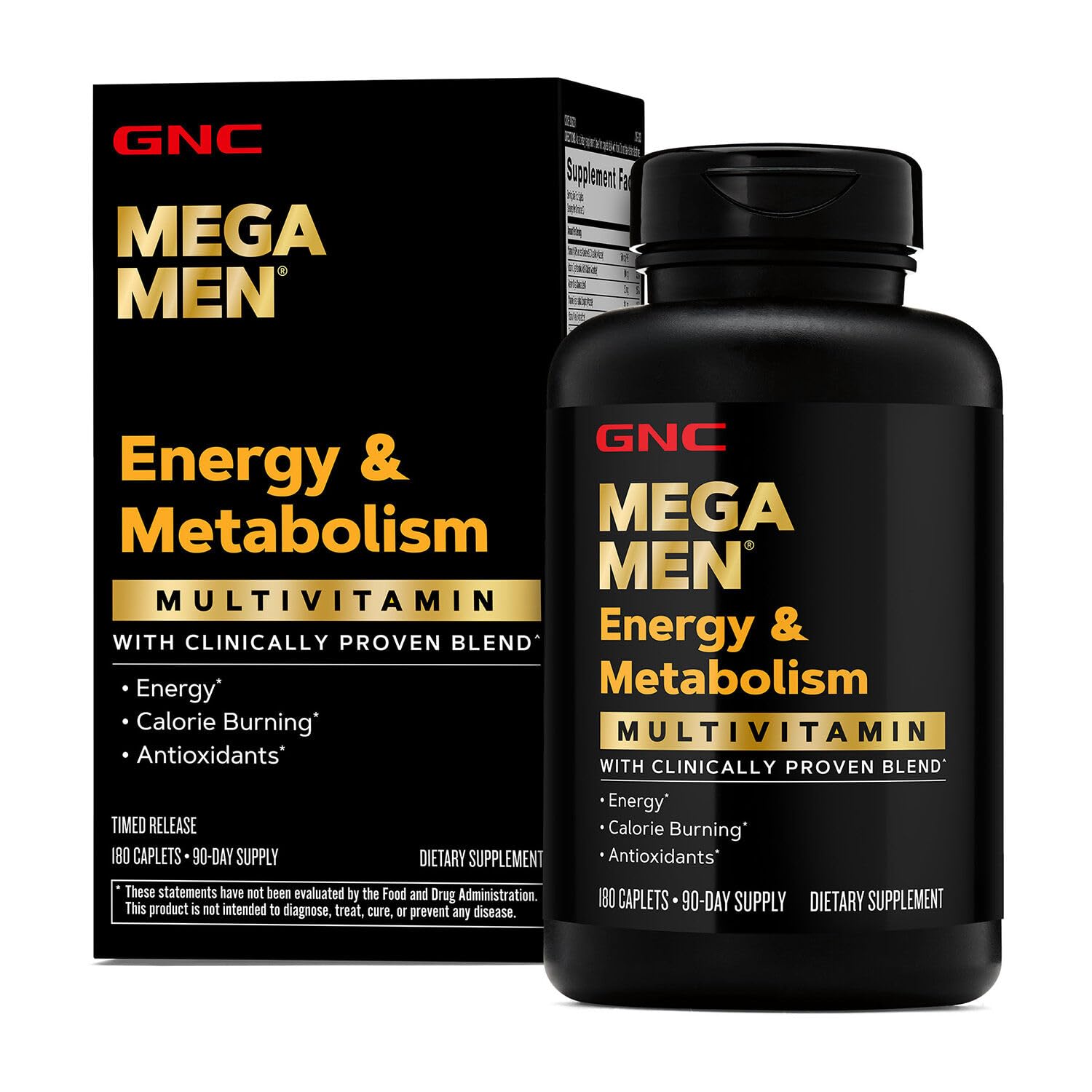 GNC Mega Men Energy & Metabolism Multivitamin Caplets | 180 Count, 90 Day Supply