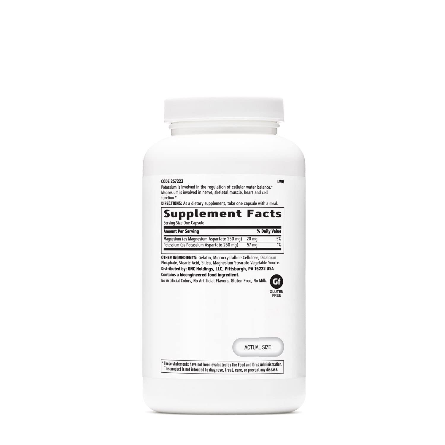 GNC Potassium & Magnesium Aspartate 250mg Supplement - 240 Servings